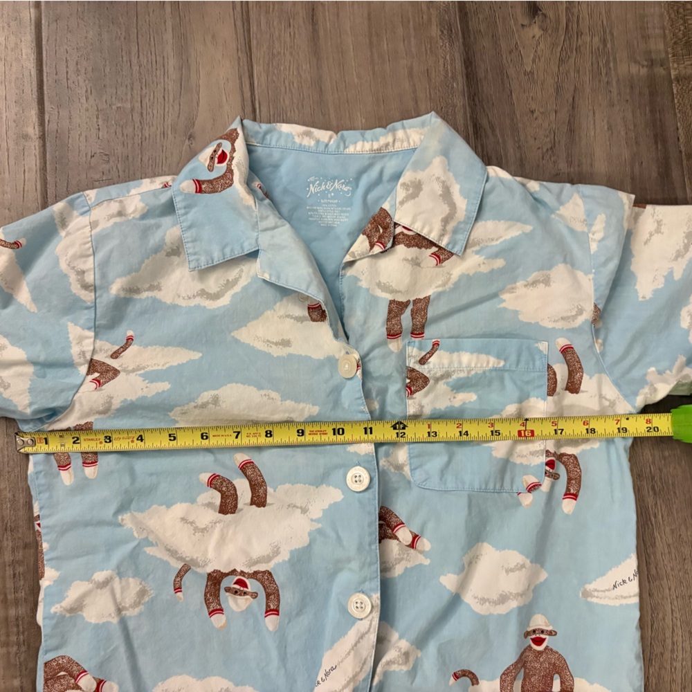 Nick & Nora Cotton Sock Monkey Cloud Pajama Set Size Small - Picture 4 of 12